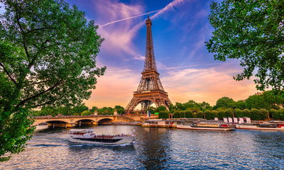 Ljuddämpande tavla - Eiffel tower and seine river
