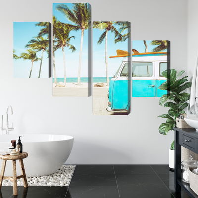 Ljuddämpande tavla - Retro car on the beach 3d