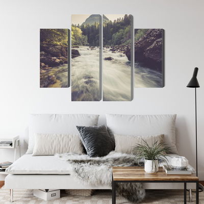 Ljuddämpande tavla - Mountain river in the forest