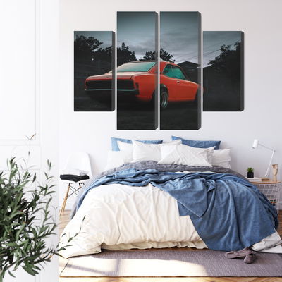 Ljuddämpande tavla - Orange retro car