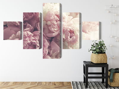 Ljuddämpande tavla - Peonies in shades of pink