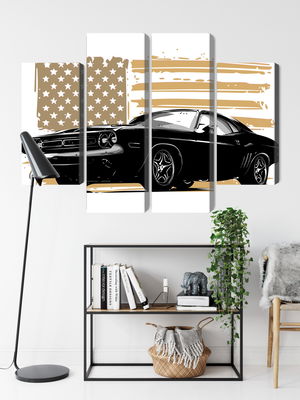 Ljuddämpande tavla - American muscle car with Usa