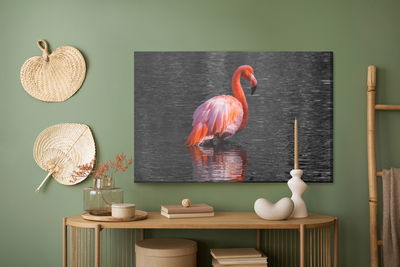 Ljuddämpande tavla - Flamingos in the water