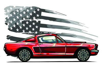 Ljuddämpande tavla - Sports car on a gray retro