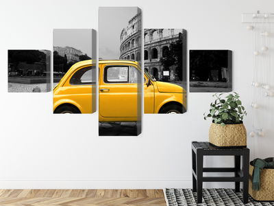 Ljuddämpande tavla - Yellow retro car