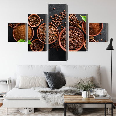 Ljuddämpande tavla - Ground coffee and beans