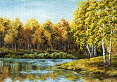 Ljuddämpande tavla - Landscape with a lake