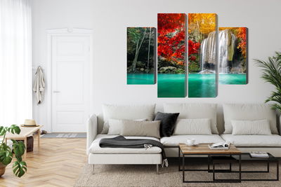 Ljuddämpande tavla - Cascade in the autumn forest