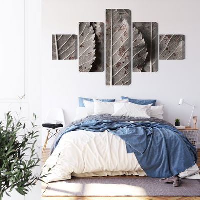 Ljuddämpande tavla - Gray leaves on a macro scale