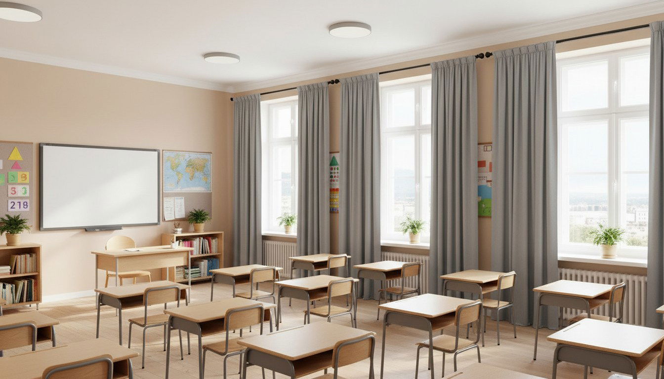 Kunskapsportal om ljuddämpande gardiner i skolmiljö – bättre akustik samt ljudisolering och vibrationsdämpning