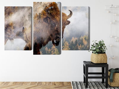 Ljuddämpande tavla - A bison on the background