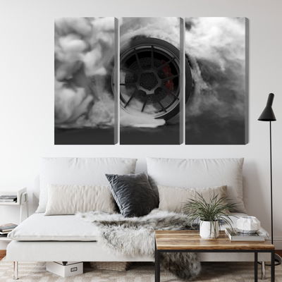 Ljuddämpande tavla - Car wheel in a cloud of 3d