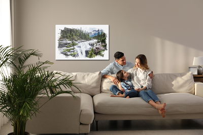 Ljuddämpande tavla - Waterfall in the moutains