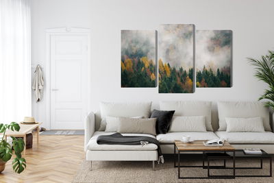 Ljuddämpande tavla - Autumn forest in fog 3d