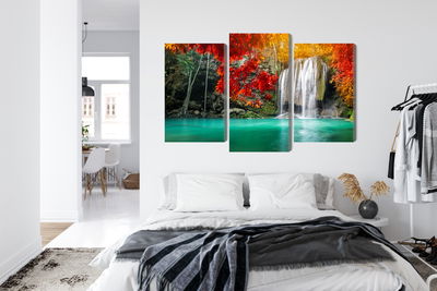 Ljuddämpande tavla - Cascade in the autumn forest