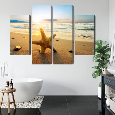 Ljuddämpande tavla - Starfish on the beach 3d