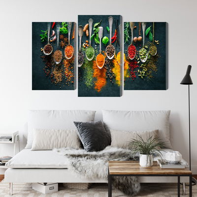 Ljuddämpande tavla - Herbs and spices on spoons