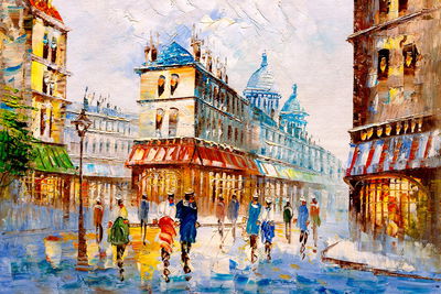 Ljuddämpande tavla - Parisian street as if painted