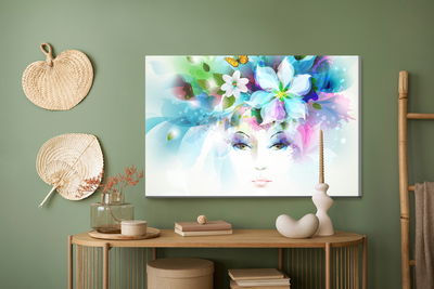 Ljuddämpande tavla - Woman's face with plants