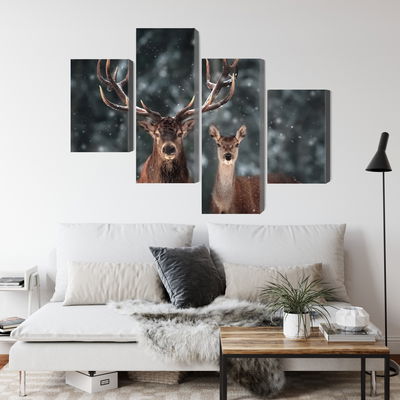 Ljuddämpande tavla - Deer and doe in the 3d forest