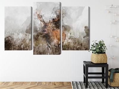 Ljuddämpande tavla - A deer painted with 3d