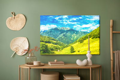 Ljuddämpande tavla - Painted mountain landscape