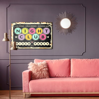 Ljuddämpande tavla - Retro disco club inscriptions