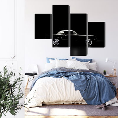 Ljuddämpande tavla - Black retro car on a dark