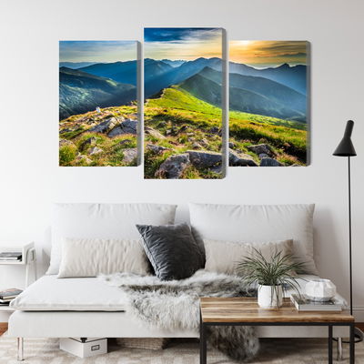 Ljuddämpande tavla - Sunset in the mountains 3d