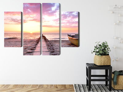 Ljuddämpande tavla - Boat on the beach 3d