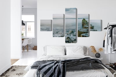 Ljuddämpande tavla - Rocky beach and 3d wooden