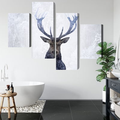 Ljuddämpande tavla - Deer in the winter 3d forest