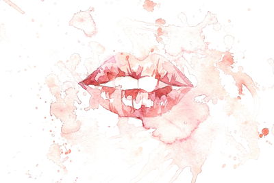 Ljuddämpande tavla - Mouth in watercolor