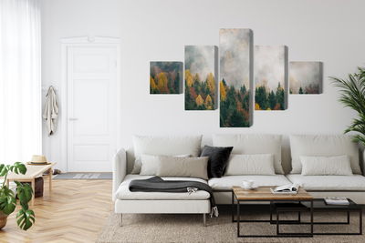 Ljuddämpande tavla - Autumn forest in the fog 3d