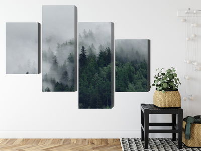 Ljuddämpande tavla - Green misty forest