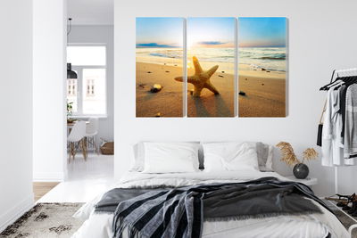 Ljuddämpande tavla - Starfish on the beach 3d