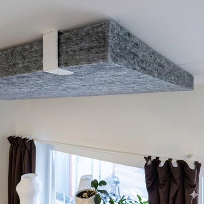 SilentDirect PES Allergy Ceiling sound absorber, 50 mm, installed edge-to-edge on the ceiling