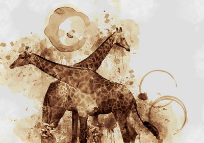 Ljuddämpande tavla - Giraffes - modern art