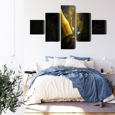 Ljuddämpande tavla - Golden bottle of champagne