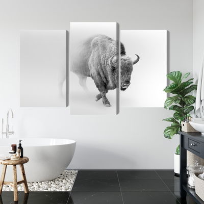 Ljuddämpande tavla - Bison in the fog 3d