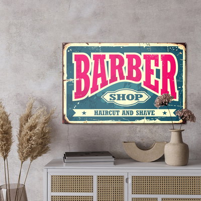 Akoestisch schilderij - Vintage barber shop