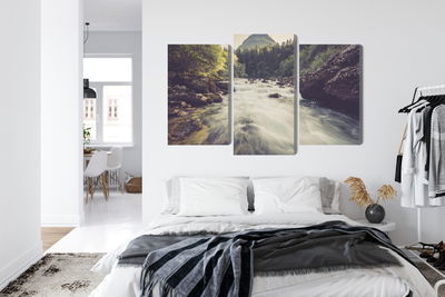 Ljuddämpande tavla - Mountain river in the forest