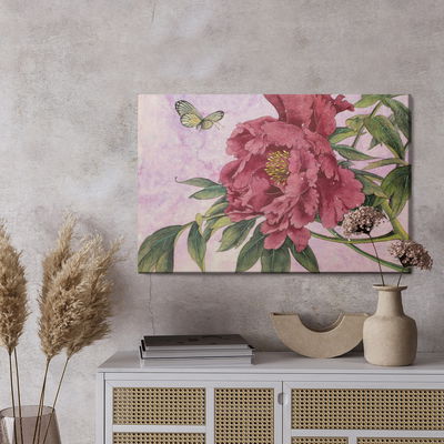 Ljuddämpande tavla - Peonies and butterflies