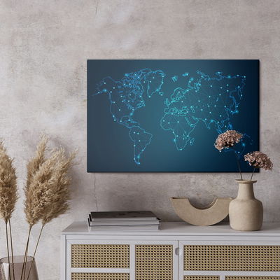 Ljuddämpande tavla - Modernist blue world map
