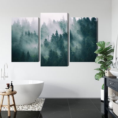 Ljuddämpande tavla - Fog in the green forest