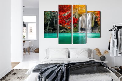 Ljuddämpande tavla - Cascade in the autumn forest