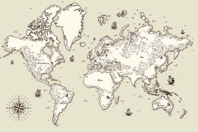 Ljuddämpande tavla - Old world map