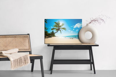 Ljuddämpande tavla - White beach with palm