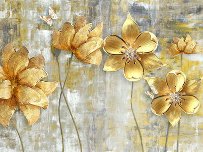 Ljuddämpande tavla - Decorative flowers in shades