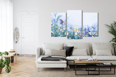 Ljuddämpande tavla - Butterfly and wildflowers